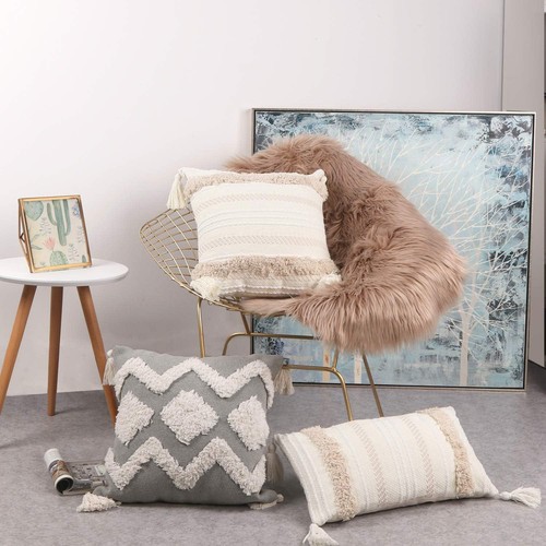 OJIA Lumbar Decorative Boho Throw Pillow Cover, 12 X 20 Farmhouse Cute Neutral - Picture 7 of 9
