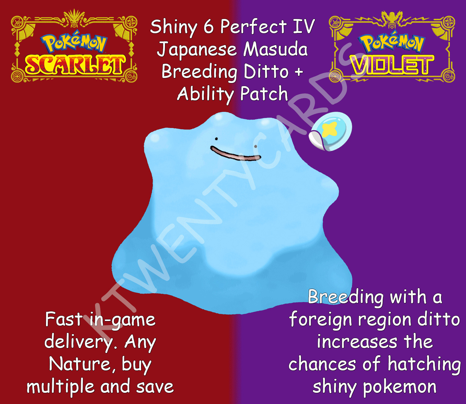 DITTO SHINY 6IV Japanese Masuda Method JPN // Pokemon 