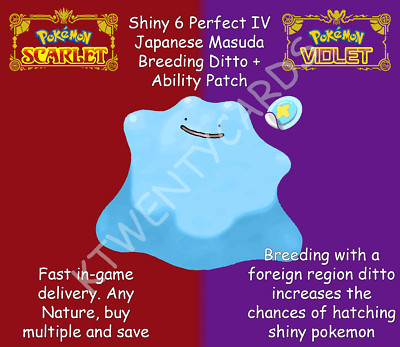 Pokemon Scarlet Violet Ditto 6IV Shiny Masuda Breeding Any Nature Ability Patch