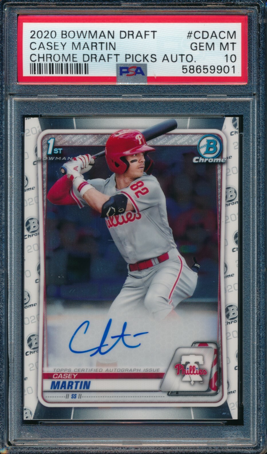 PSA 10 CASEY MARTIN AUTO 2020 Bowman Chrome Draft Autograph Rookie RC GEM MINT