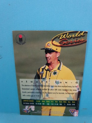 Stuart Law🏆1995 Futera WORLD SERIES #6 Cricket Card🏆FREE POST - Picture 2 of 2