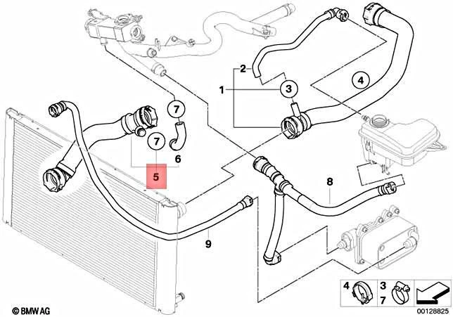 Genuine BMW E60 E61 Sedan Wagon Radiator Coolant Hose OEM 