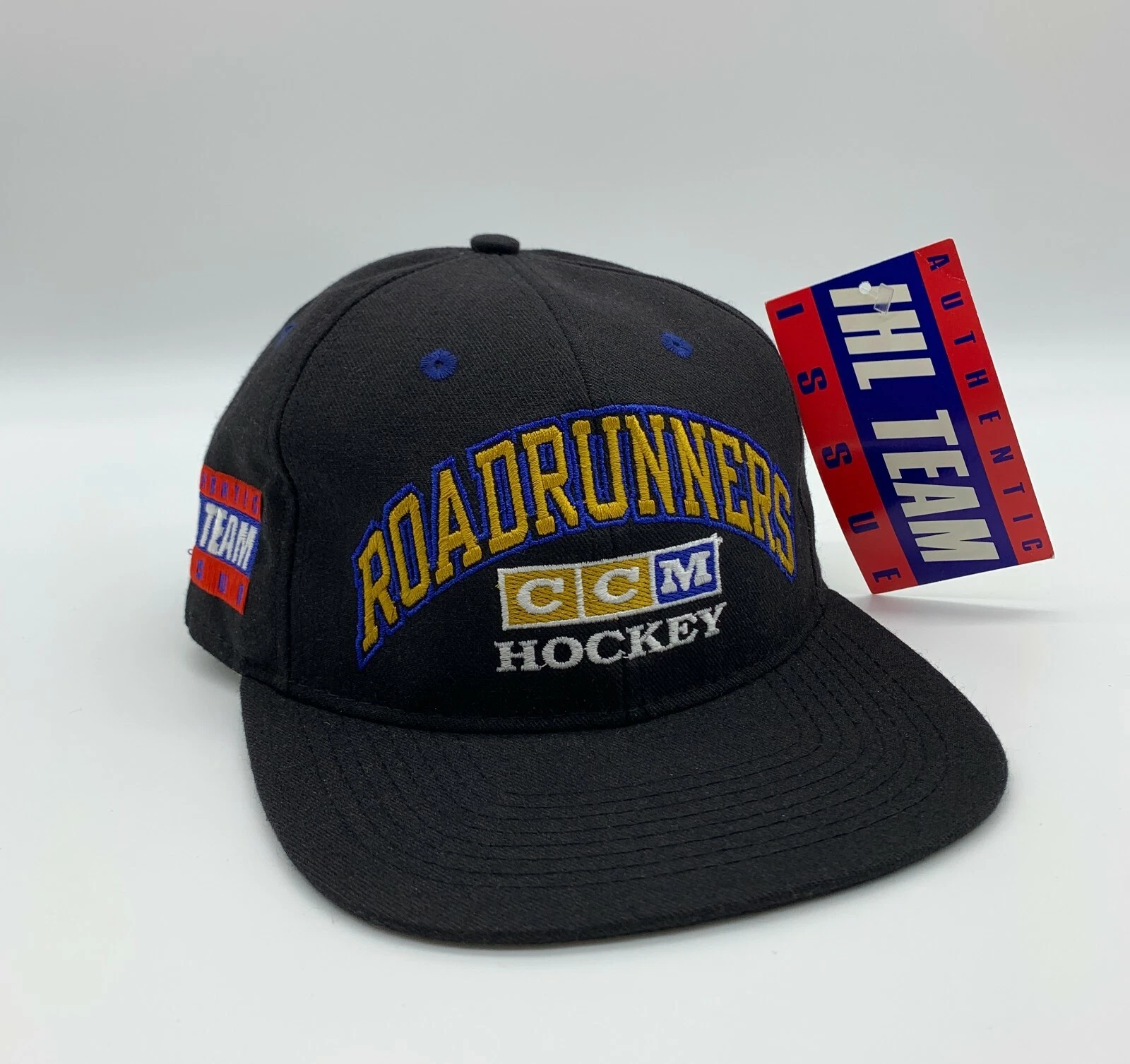 VTG IHL Team Issue Phoenix Roadrunners Black Spellout Blockhead Snapback Hat NWT