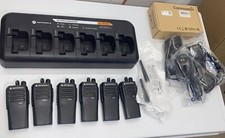 6 Used Motorola CP200d ANALOG UHF 403-470 Mhz Batteries Gang Charger