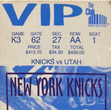 1993 New York Knicks vs Utah Jazz NBA Basketball Game VIP Ticket Stub Madison