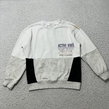 H M Youth 6x/7 Long Sleeve Crewneck Pullover Sweatshirt White Gray Black
