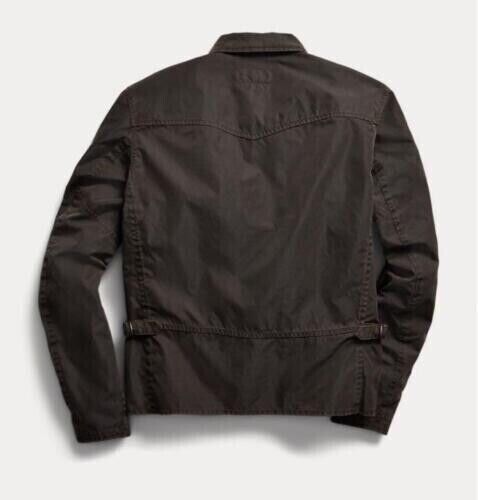 RRL Ralph Lauren Sparrow Brown Motorcycle Weather Proof Nylon Jacket-XXL - Picture 2 of 3