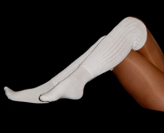 4 White Slouch Scrunch Socks Hooters Uniform Long  ski walk  run hike ski gym