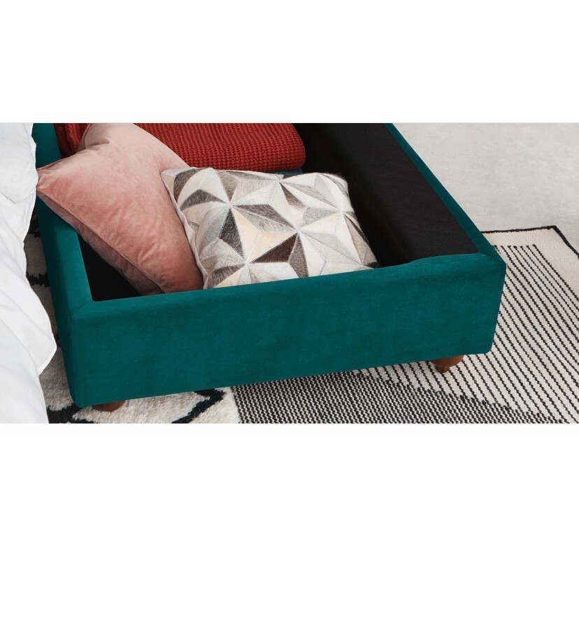 Orson RHF Sofa bed with Storage in Seafoam Blue Velvet. RRP £