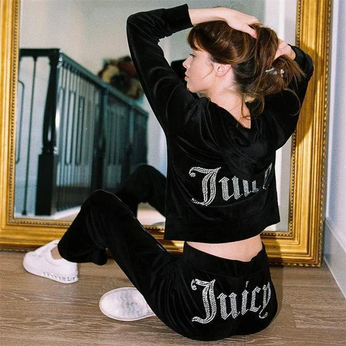 Women Y2K Juicy Logo Couture Tracksuit 2-piece Set Sport Suit Velvet Jogging New - 第 13/15 張圖片