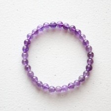 Natural 4mm Amethyst Stone Bracelet Purple Crystal Stretch Bracelet Handmade
