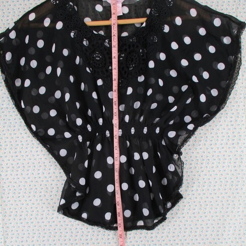 Girls 10/12 Candie's Girls Black White Polka Dot Dolman Sleeves Blouse Top - 第 4/6 張圖片