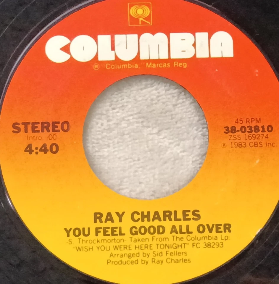 Ray Charles You feel good all over 3/4 time 45 RPM 7" record VG+-VG++ CBS 1983 - Image 2 of 3