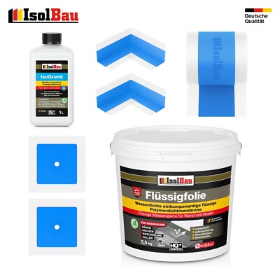 LEVEL+ Dichtset für Duschabdichtung Bad Dichtband Flüssigfolie 9,5kg SET504 LEVEL+ Dichtset für Duschabdichtung Bad Dichtband Flüssigfolie 9,5kg SET504