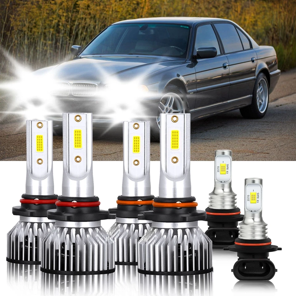 Kits de 6 faros LED + luces antiniebla blancas 600 k para BMW 740iL 1993-1993 Foto 2 de 4