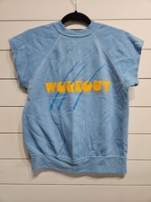 VTG Short Sleeve Crewneck Sweatshirt Blue Workout Raglan Mens Medium USA Costume