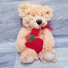 GC 2013 Kids Of America Corp. 12” Tan Stuffed Teddy Bear Plush Holding Red Apple