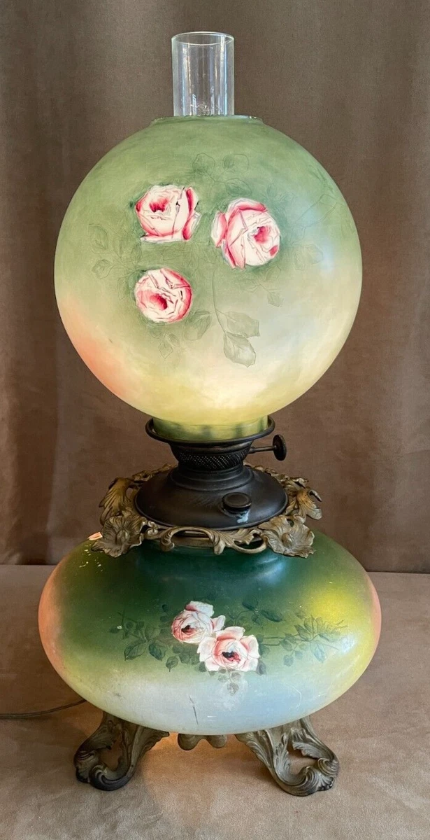 Vintage Hurricane Lamp Handpainted