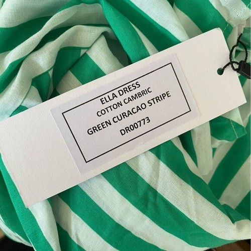 $495 NWT Rhode Green and White Ella Curacao Striped Dress Sz S - Picture 4 of 13