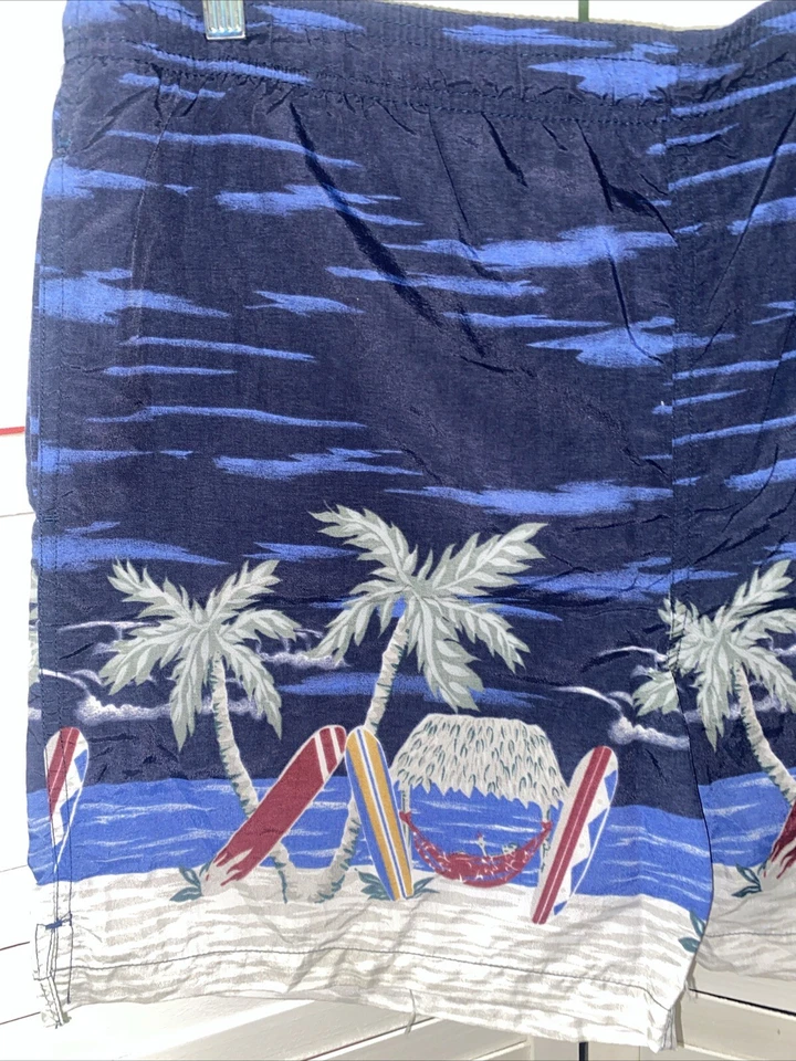 Pantalones Cortos de Natación Cherokee Años 80 90 Boardshorts Para Hombre Azul Marino Floral Hawaiano Grande De Colección Foto 2 de 4