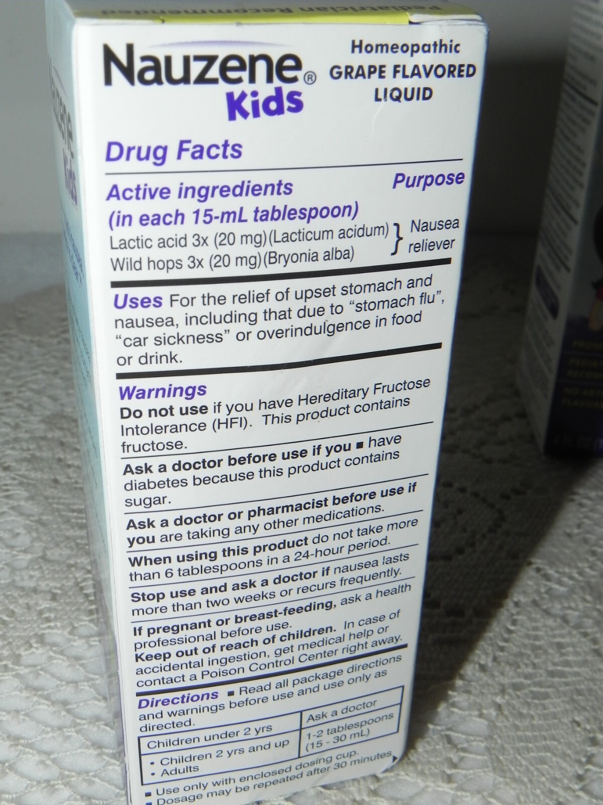 3x Nauzene Kids Homeopathic Liquid Nausea & Upset Stomach, Grape 4oz