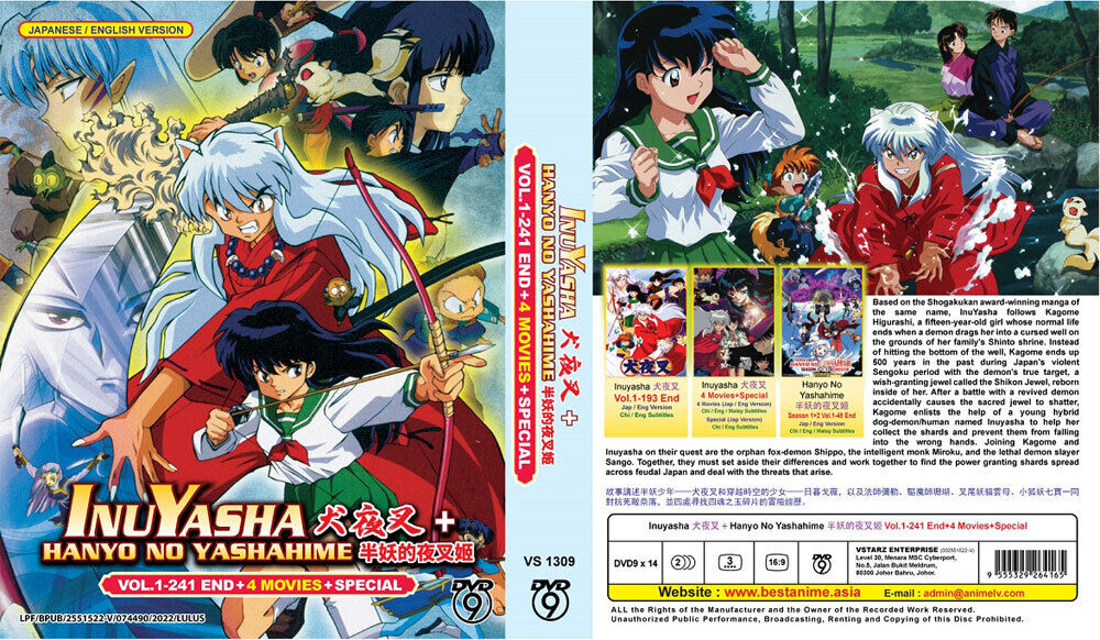 INUYASHA+HANYO NO YASHAHIME VOL.1-241 END + 4 MOVIE +SP DVD ANIME ENGLISH  DUBBED