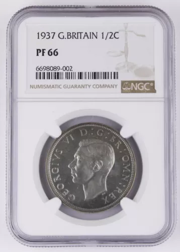 Great Britain UK 1937 HalfCrown 1/2 Crown Silver Proof Coin NGC PF66 George VI