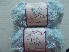 Needle Crafters Plush Fur yarn, light blue, lot of 2