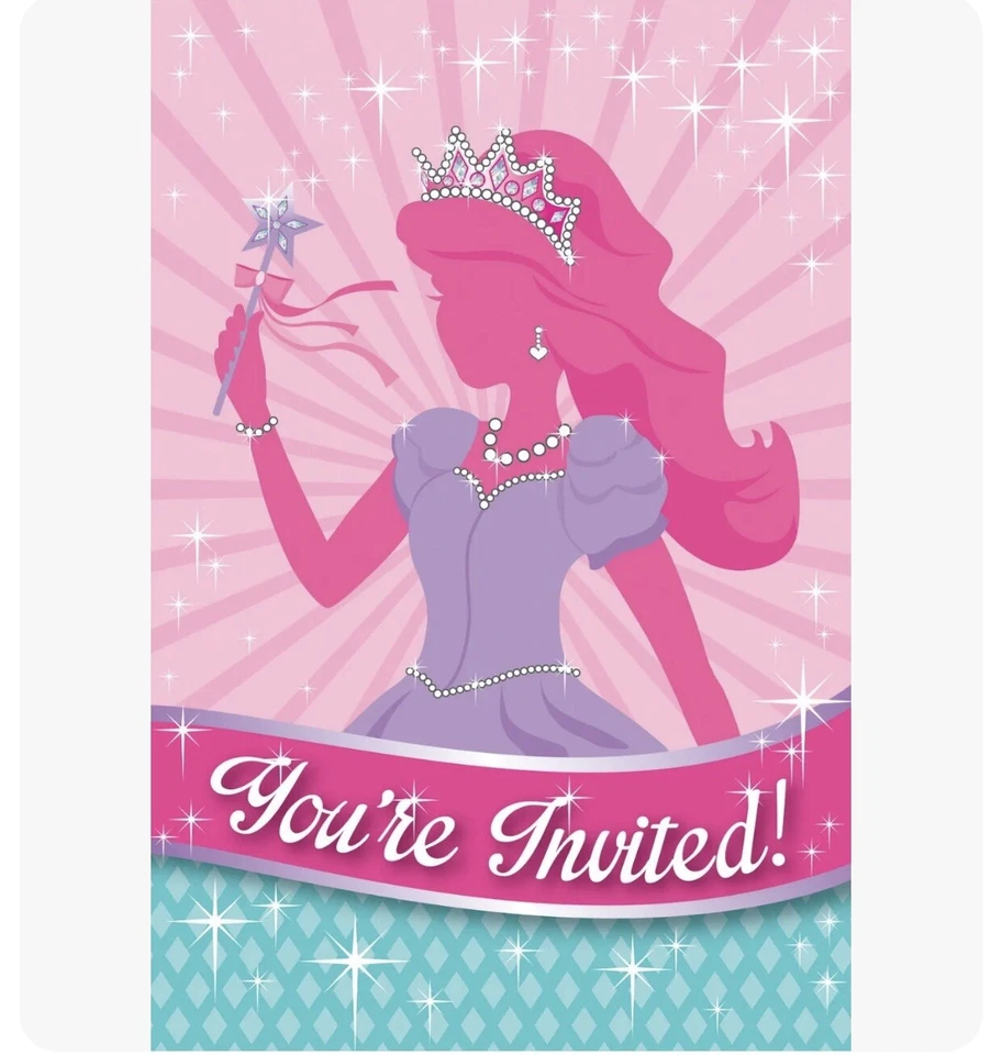 Princess Party Invitations Invites 8 ct Birthday Favor decoration Party Supply - Image 2 of 4