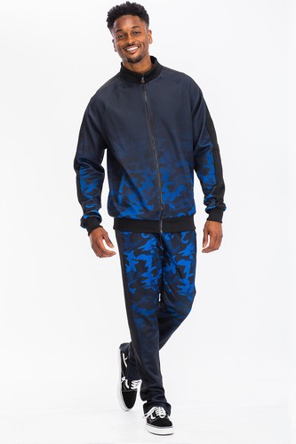 Herren Freizeit Camoflauge Druck Trainingsjacke und Hose Set Anzug - Bild 15 von 17