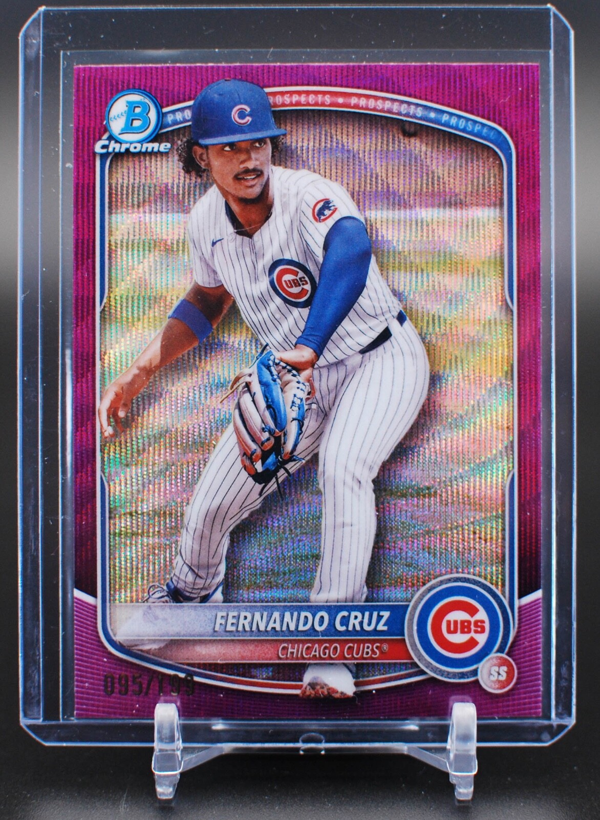 2025 Topps Bowman Fernando Cruz #BCP-110 Fuchsia Wave Refractor /199 Cubs