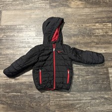 Nike Kids Black Puffer 3T Coat Jacket Black Red 2-3 Yrs