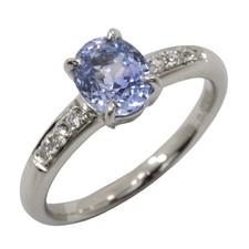 Ring Pt900Platinum/Blue Topaz/diamond #5.6(US Size) 4.7g Women