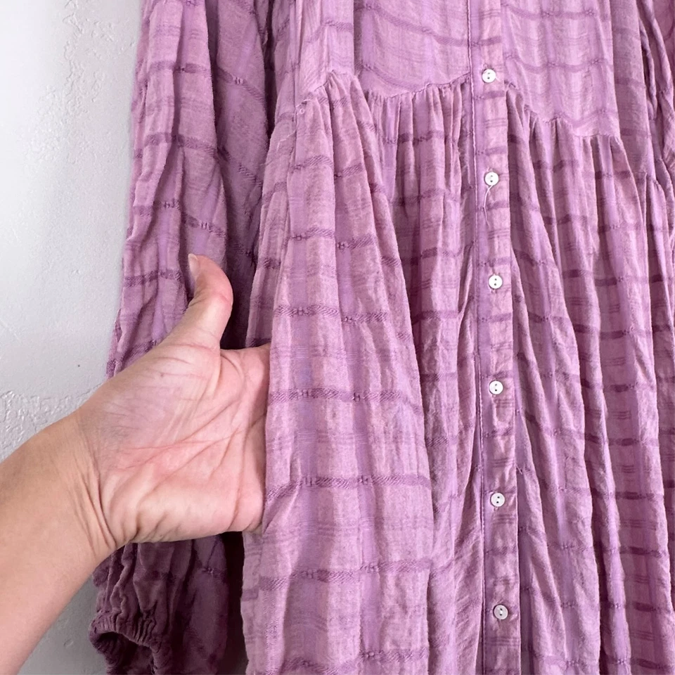 Free People Edie Dress Women XS Oversized Duster Button Maxi Lagenlook Cottage - Image 3 of 4