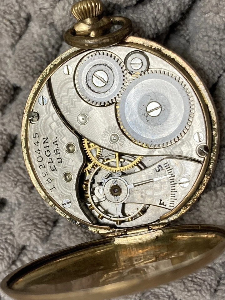 OLD W POCKET pendant watch ELGIN 7 jewels 417 3/0 c 1916 USA - Image 4 of 4