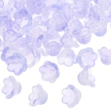Glass Trumpet Flower Beads, 50 Pcs Gradient Flower Bead Charm, Purple
