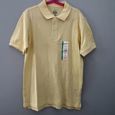 WONDER NATION L 10-12 Boy's Yellow School Uniform Short Sleeve Polo Top collar