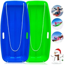 2 Plastic 35" Snow Sleds For Kids ages 4-8 8-12 And Adults Outdoor Winter Toys