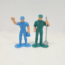 Vintage Train Railway People Figure Fitter With Shovel & Lunchbox Blue Green