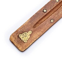 RäUcher Set RäUcherstäBchenhalter Holz Buddha -- 25 Cm + RäUcherstäBchen Moonshi