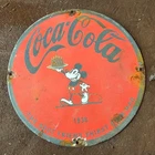 VINTAGE 1938 COCA COLA BEST FRIEN US GASOLINE OIL GAS PUMP ENAMEL PORCELAIN SIGN