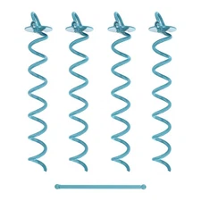 7Penn Spiral Ground Anchors - 16 Inch Sky Blue Twist Tent Stakes Trampoline, 4