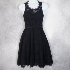 Guess Dress Womens XS Black Lace Fit Flare Sleeveless Little Black Dress Party