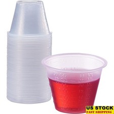 Clear Plastic Measuring Cups 1oz 100 Pack Liquid Medicine Epoxy Mixing New