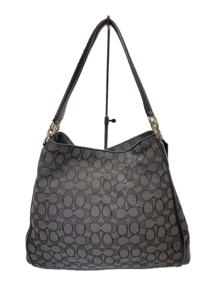COACH Gray Print Shoulder Bag with All-Over Logo Design
