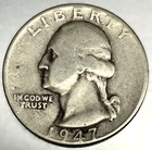 1947 P Washington 90% Silver Quarter Circulated Condition 25c US Coin - 2877