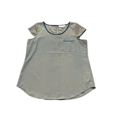 Olive and Oak Women's Green Cap Sleeves Scoop Neck Blouse Top Size Medium