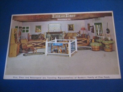 ANTIQUE ELSIE BORDEN DAIRY MILK  ADVERTISING POSTCARD AMERICANA COLORFUL