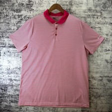 Nike Golf Standard Dri-Fit Pink White Stripe Short Sleeve Polo Shirt Men's XL
