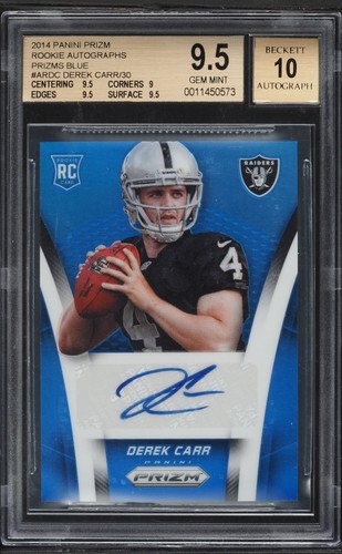 Derek Carr [Blue Prizm] #AR-DC 2014 Panini Prizm Autograph Rookies card